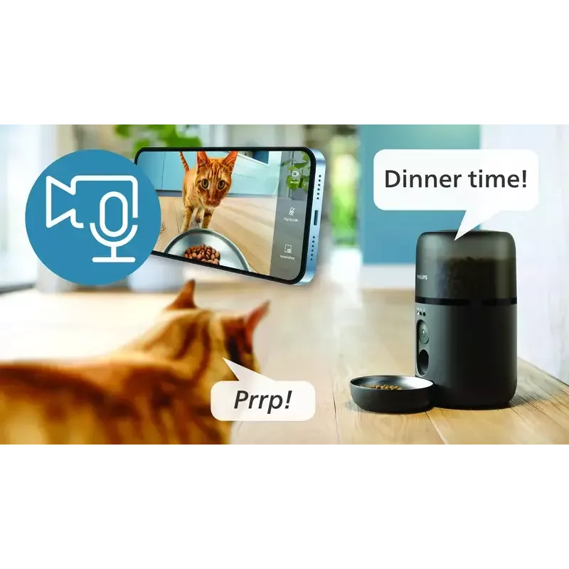 Automatic pet feeder Philips 5000 series PAW5320/02 with camera, 4.5 L food and water capacity, plastic housing, indoor use