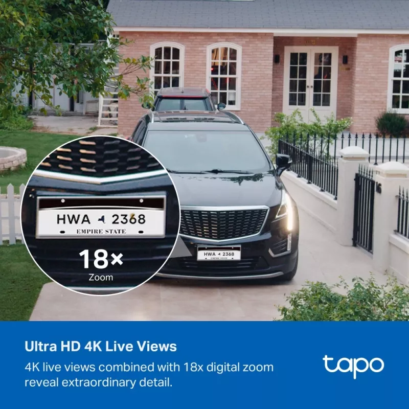 TP-Link Tapo Enhanced AI Solar Security Camera Ultra, Wireless, Bullet, Wi-Fi, Outdoor, 850 nm, 512 GB