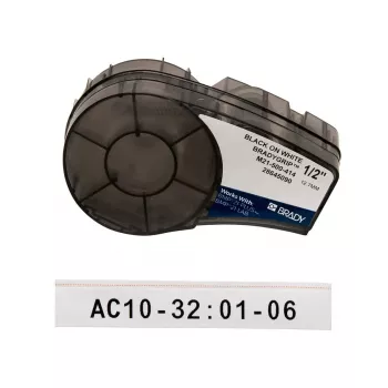 Self-adhesive continuous printer label Brady M21-500-414 — black on white, 1.3 cm height, 3.05 m length