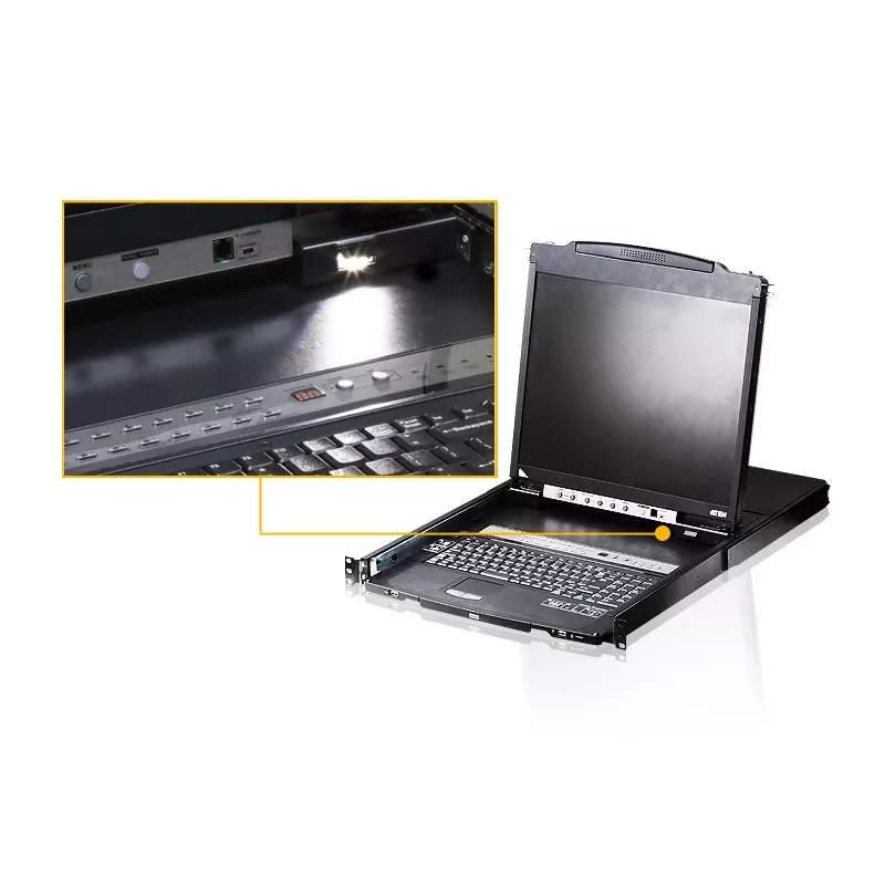 ATEN CL5808N rack console 48.3 cm (19 inch) 1280 x 1024 pixels Metal, Plastic Black 1U
