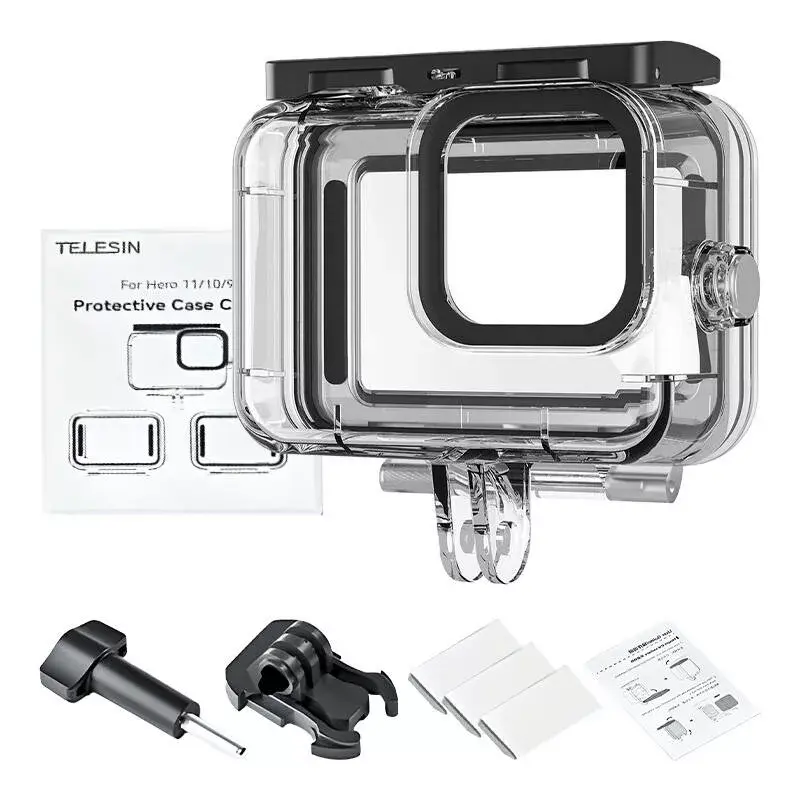 Protective case combo Telesin for GoPro Hero 12/11/10/9 – hard shell and silicone cover set