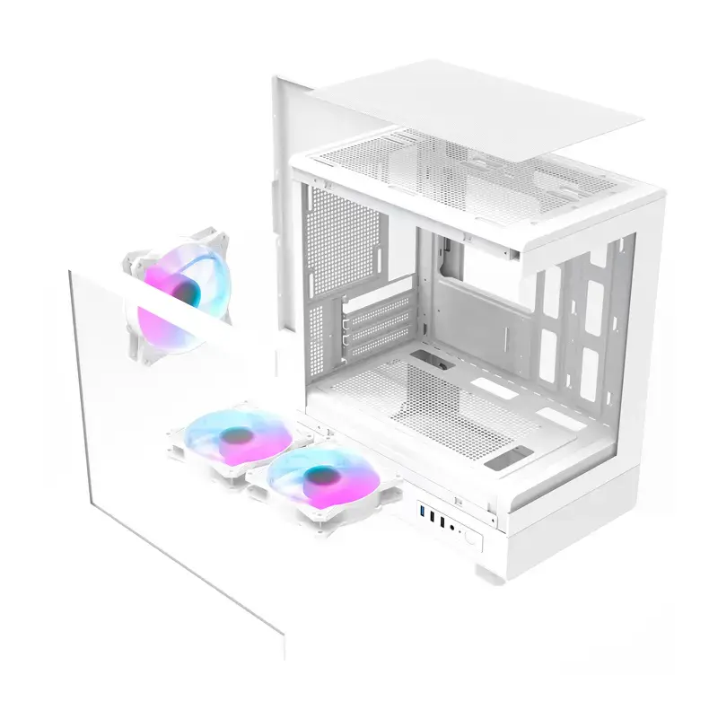Darkflash computer case DB330M White v2 with three preinstalled fans, micro-ATX/mATX support