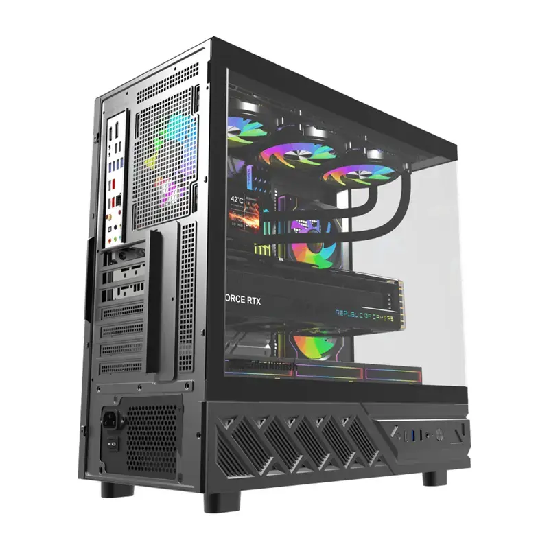 Computer case DarkFlash DS950V with front display (black) and 6 preinstalled fans