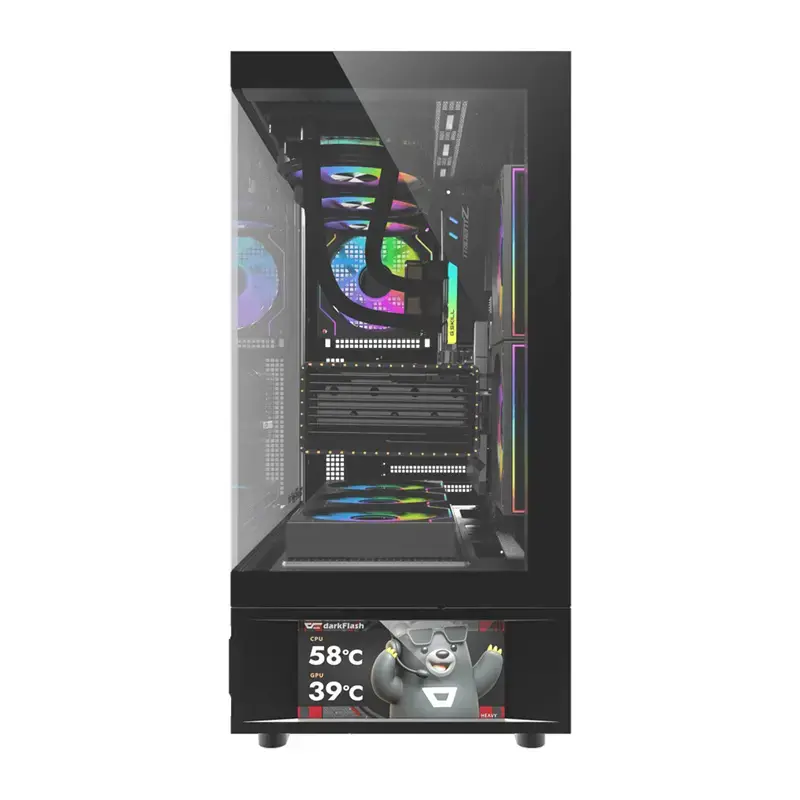 Computer case DarkFlash DS950V with front display (black) and 6 preinstalled fans