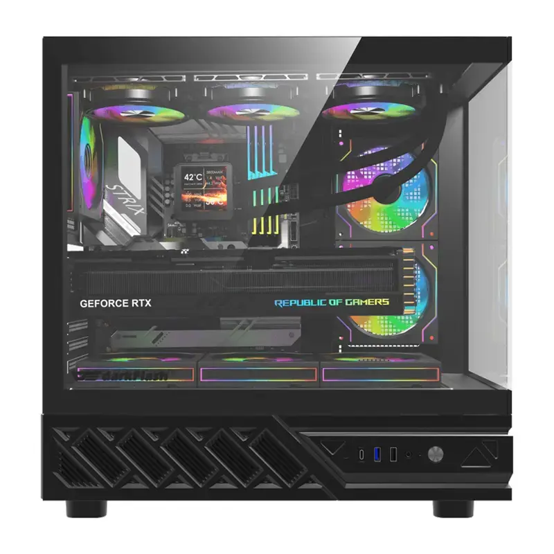 Computer case DarkFlash DS950V with front display (black) and 6 preinstalled fans