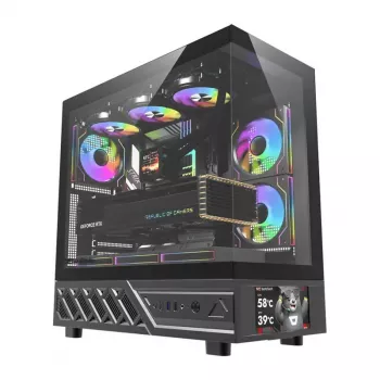 Computer case DarkFlash DS950V with front display (black) and 6 preinstalled fans