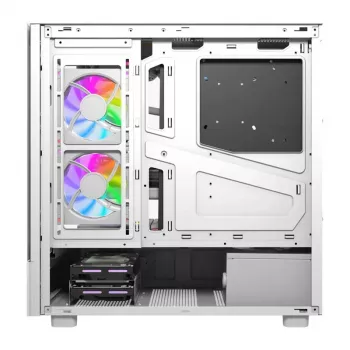 Computer case DarkFlash DS950V with built-in display, white, includes 6 fans