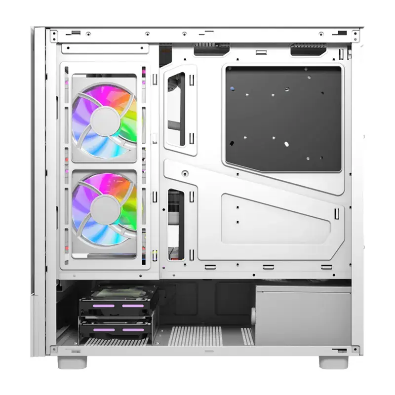 Computer case DarkFlash DS950V with built-in display, white, includes 6 fans