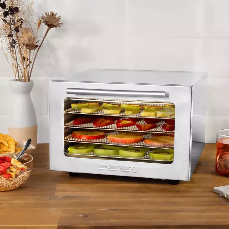 Food dryer GASTROBACK Mini Professional 400 W, stainless steel, timer up to 24 h, 282×347×206 mm