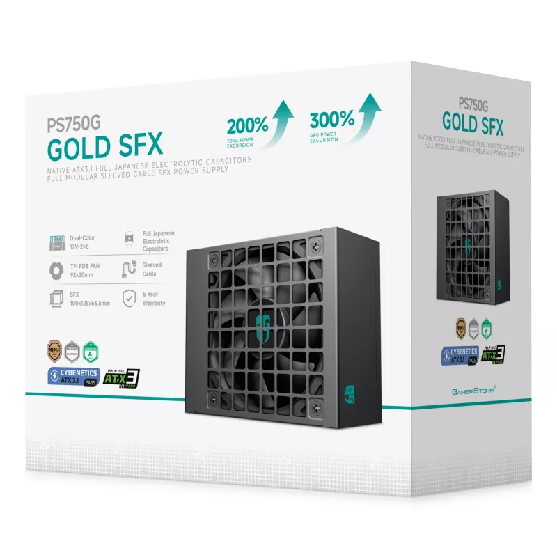 Power supply unit DeepCool Gamer Storm PS750G 750 W ATX 20+4 pin, FDB fan 92 mm, black