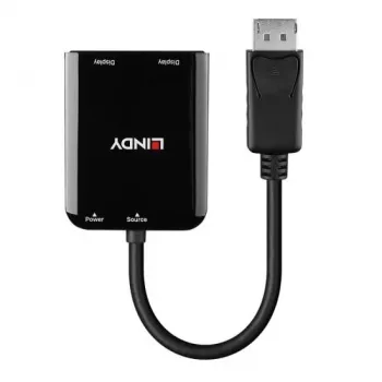 Lindy DisplayPort to 2 Port HDMI MST Hub, DisplayPort, 2 x HDMI, Male, Female, Straight, Straight