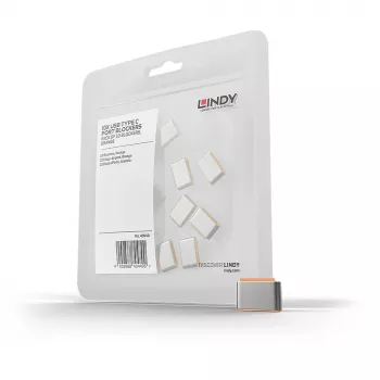 Lindy USB Type C Port Blockers (Without Key) - Pack of 10, Orange