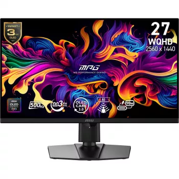 Computer monitor MSI MPG 271QRDE QD-OLED X50, 26.5 inch (67.3 cm), 2560×1440, QD-OLED, 1 ms, 16:9, USB 2.0 hub, VESA, height adjustable, black