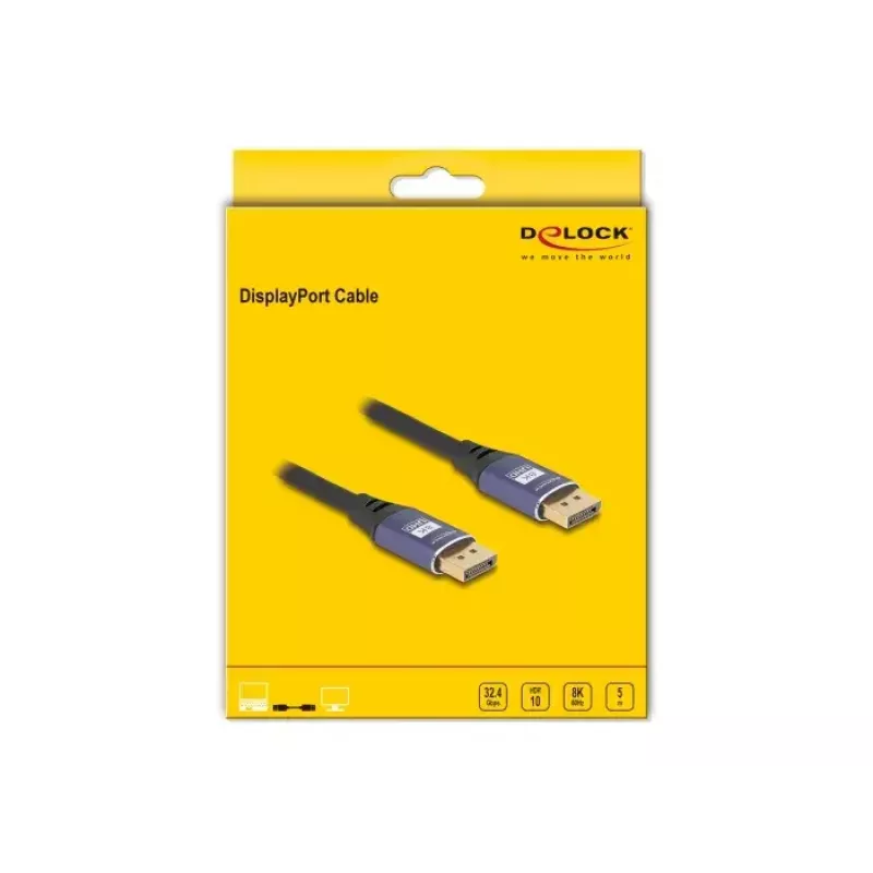DeLOCK DisplayPort Cable 8K 60 Hz 5 m lila metal