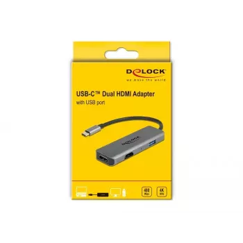 DeLOCK USB Type-C Dual HDMI Adapter 4K 60Hz USB Port
