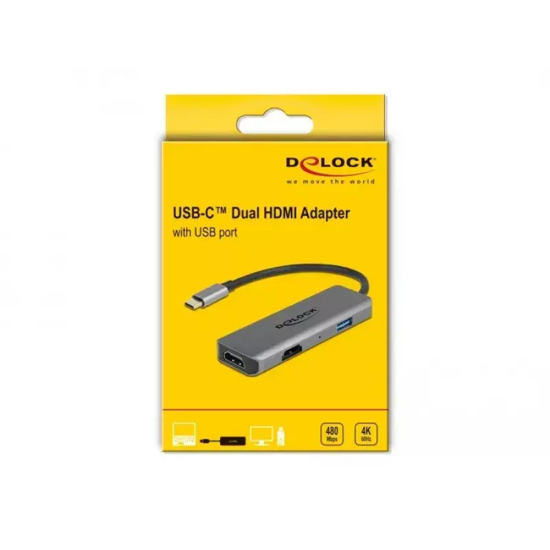 DeLOCK USB Type-C Dual HDMI Adapter 4K 60Hz USB Port