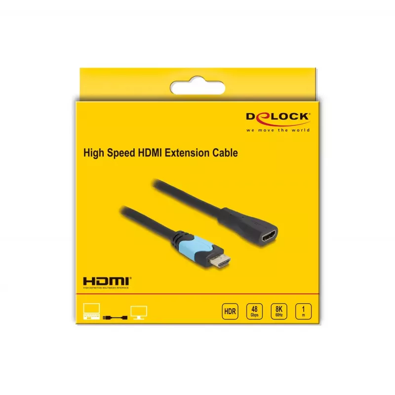DeLOCK High Speed HDMI extension cable 48 Gbps 8K 60 Hz 1 m