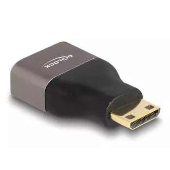 DeLOCK HDMI Adapter Mini-C male to A female 8K 60 Hz grey metal