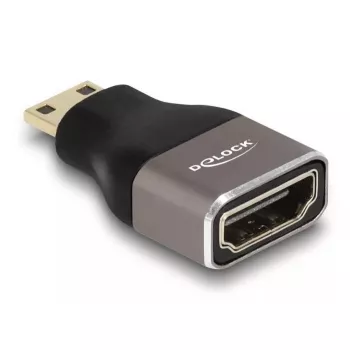 DeLOCK HDMI Adapter Mini-C male to A female 8K 60 Hz grey metal