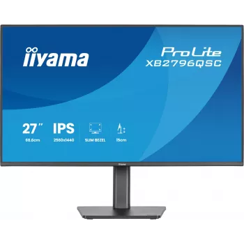 27 inch IIYAMA ProLite XB2796QSC-B1 IPS Quad HD 2560x1440 LED monitor, 4 ms, USB-C, speakers, height adjustable, VESA