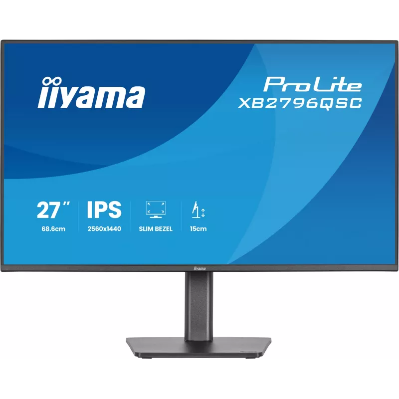 27 inch IIYAMA ProLite XB2796QSC-B1 IPS Quad HD 2560x1440 LED monitor, 4 ms, USB-C, speakers, height adjustable, VESA