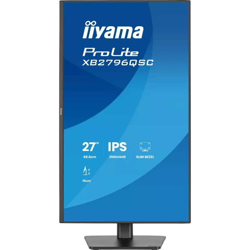 27 inch IIYAMA ProLite XB2796QSC-B1 IPS Quad HD 2560x1440 LED monitor, 4 ms, USB-C, speakers, height adjustable, VESA