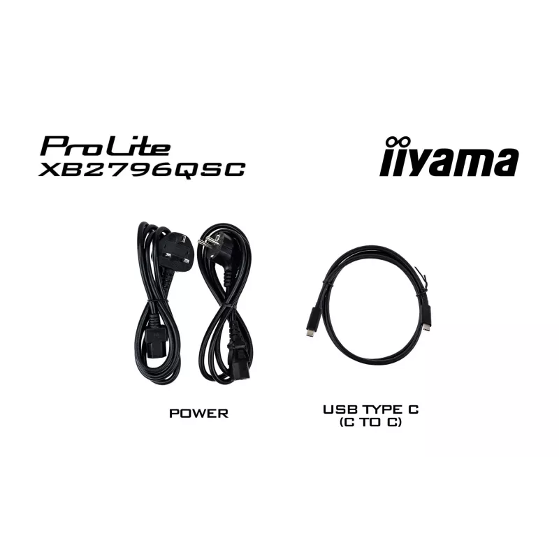 27 inch IIYAMA ProLite XB2796QSC-B1 IPS Quad HD 2560x1440 LED monitor, 4 ms, USB-C, speakers, height adjustable, VESA