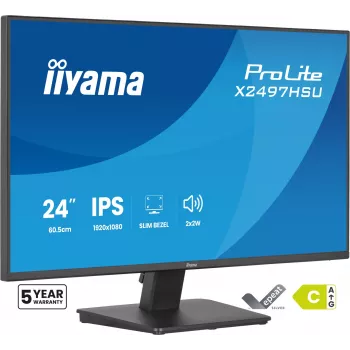 IIYAMA ProLite X2497HSU-B1 monitor 23.8 inch (60.5 cm) Full HD IPS 1920×1080 4 ms USB‑C 2×, speakers, VESA, black