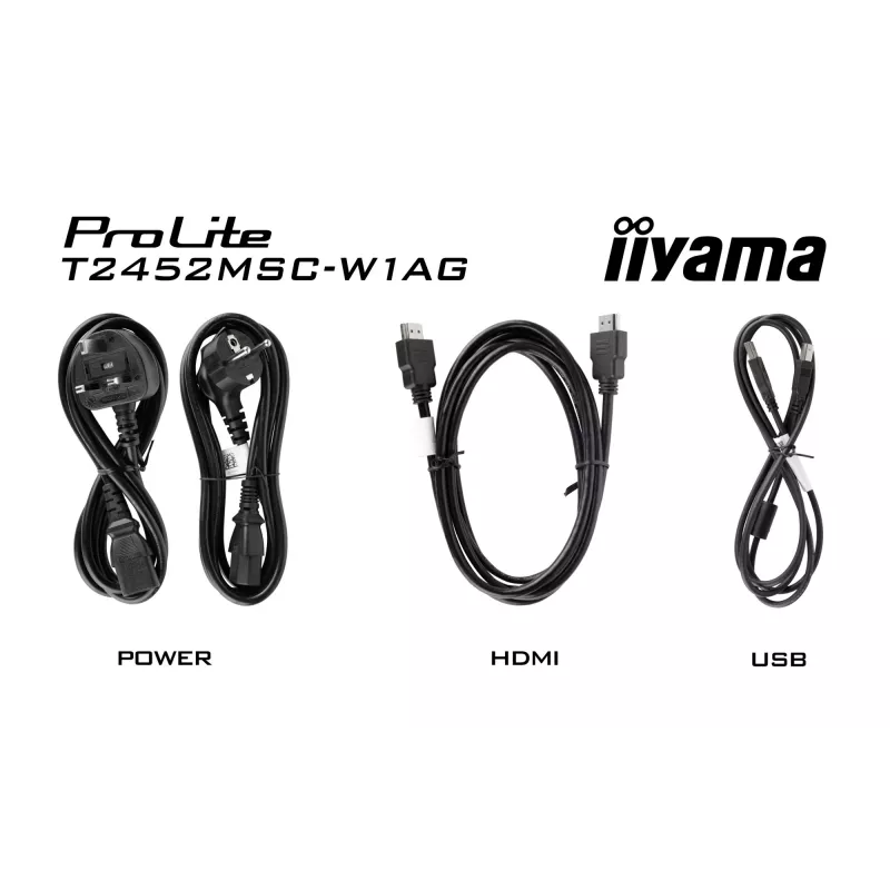 iiyama ProLite T2452MSC-W1AG computer monitor 60.5 cm (23.8 inch) 1920 x 1080 pixels Full HD LED Touchscreen White