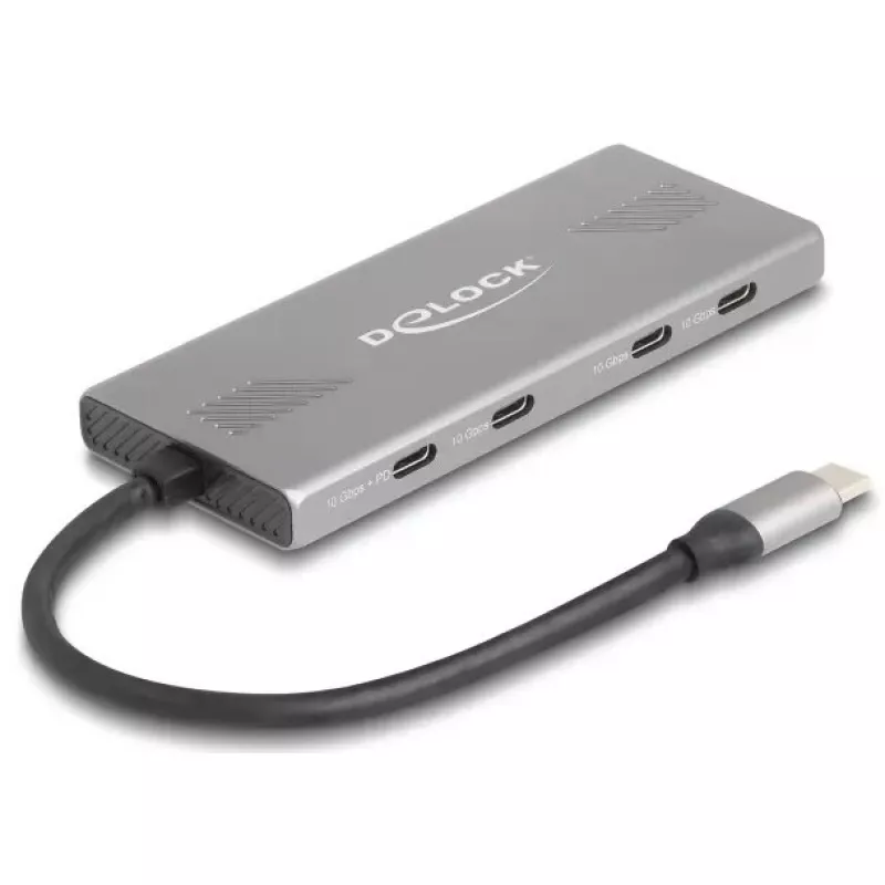 DELOCK USB 3.2 Gen 2 Type-C Hub 7‑port (4×Type‑C, 3×Type‑A) 10 Gbit/s Grey