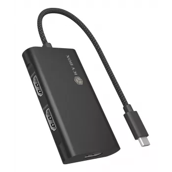 ICY BOX Adapter USB Type-C to 3x HDMI, USB 3.2 Gen 2 (3.1 Gen 2) Type-C, HDMI, 10000 Mbit/s, 144 Hz, 3840 x 2160, 7680 x 4320, 7680 x 4320 pixels