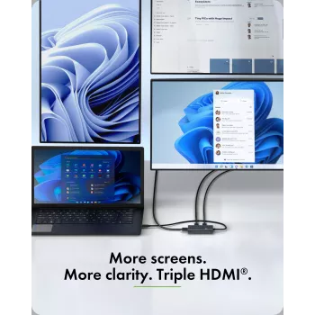 ICY BOX Adapter USB Type-C to 3x HDMI, USB 3.2 Gen 2 (3.1 Gen 2) Type-C, HDMI, 10000 Mbit/s, 144 Hz, 3840 x 2160, 7680 x 4320, 7680 x 4320 pixels