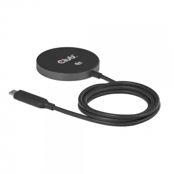 Wireless Charger pad CLUB3D CAC-3027 Qi2 25W MagSafe-compatible magnetic pad, DC indoor charger, 1 m cable, black