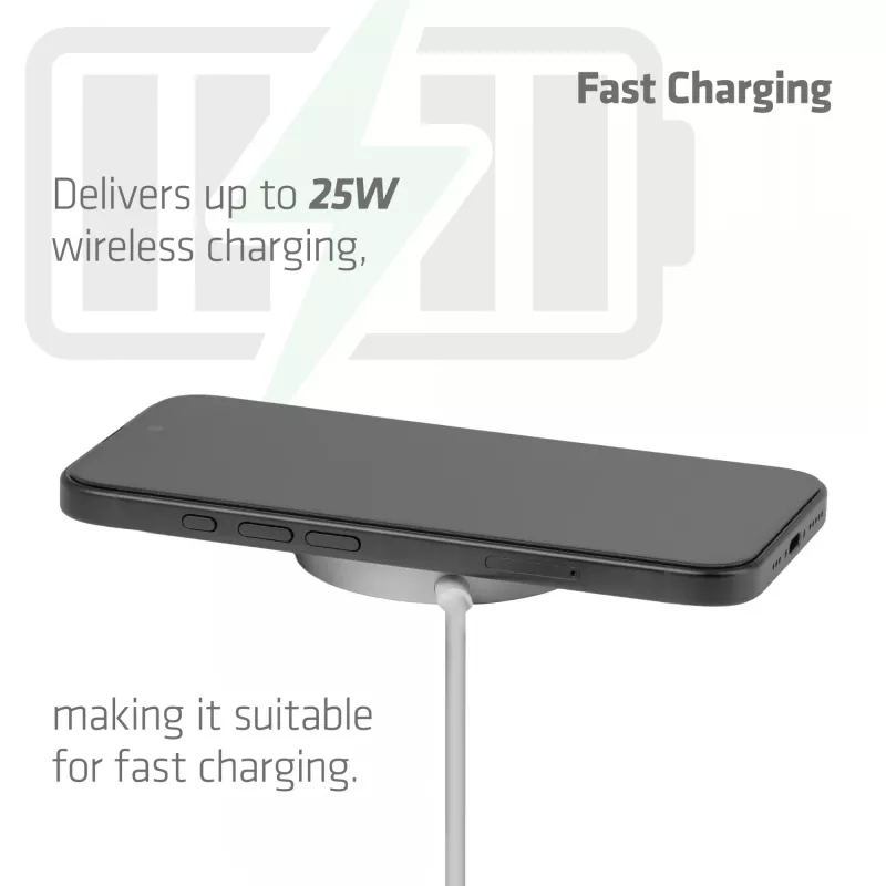 Wireless Charger club 3d CAC-3026 25W Qi2 magnetic pad, Qi 2.2 MagSafe compatible, 1 m cable, white