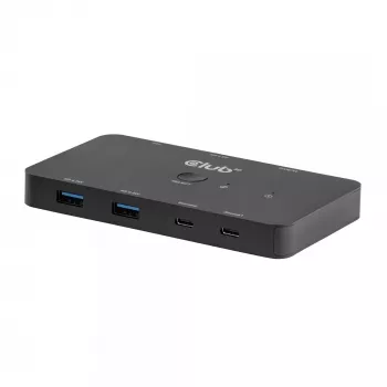 KVM switch club 3d Dual USB-C to HDMI, 2‑port, 4K UHD 3840x2160, USB-C console, 65W PD, black