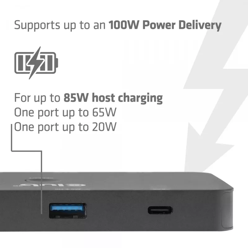 KVM switch club 3d Dual USB-C to HDMI, 2‑port, 4K UHD 3840x2160, USB-C console, 65W PD, black