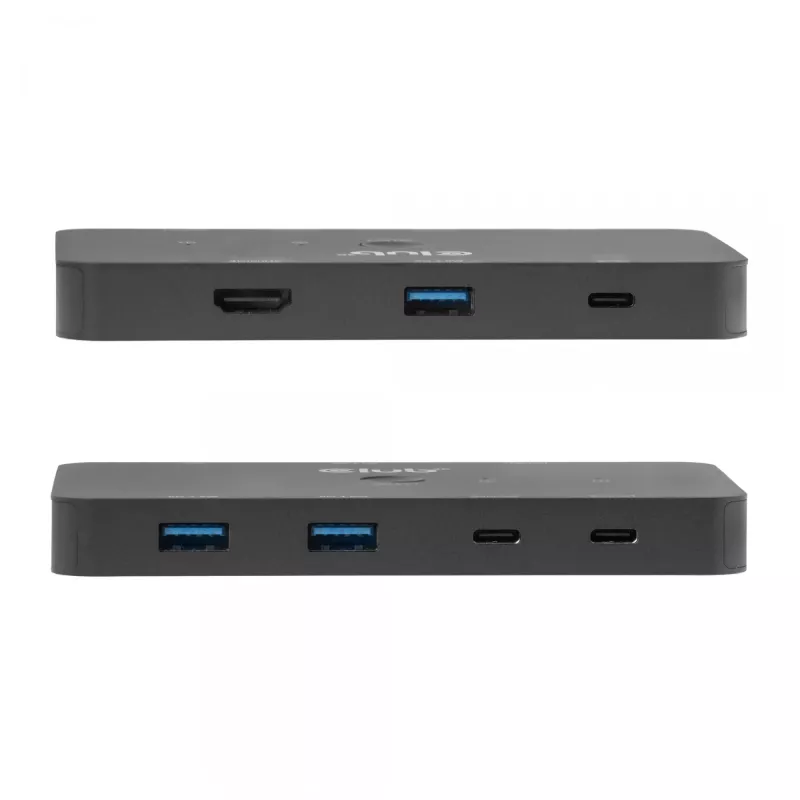 KVM switch club 3d Dual USB-C to HDMI, 2‑port, 4K UHD 3840x2160, USB-C console, 65W PD, black