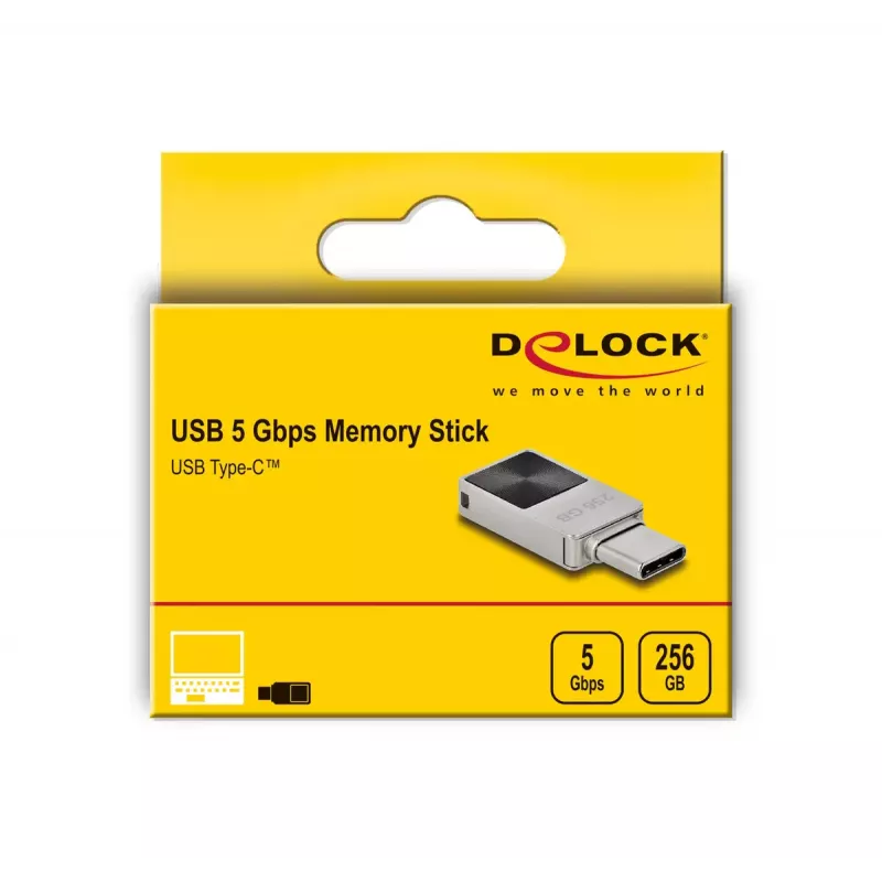 USB Flash Drive DeLOCK 256GB USB-C 3.2 Gen 1 Metal Housing