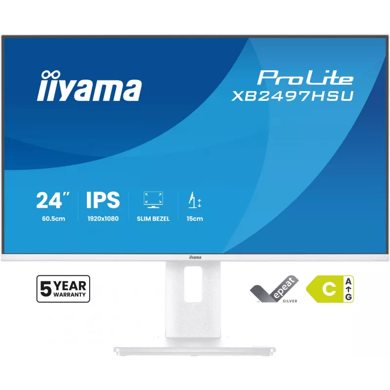 iiyama ProLite XB2497HSU-W1 computer monitor 60.5 cm (23.8 inch) 1920 x 1080 pixels Full HD LED White
