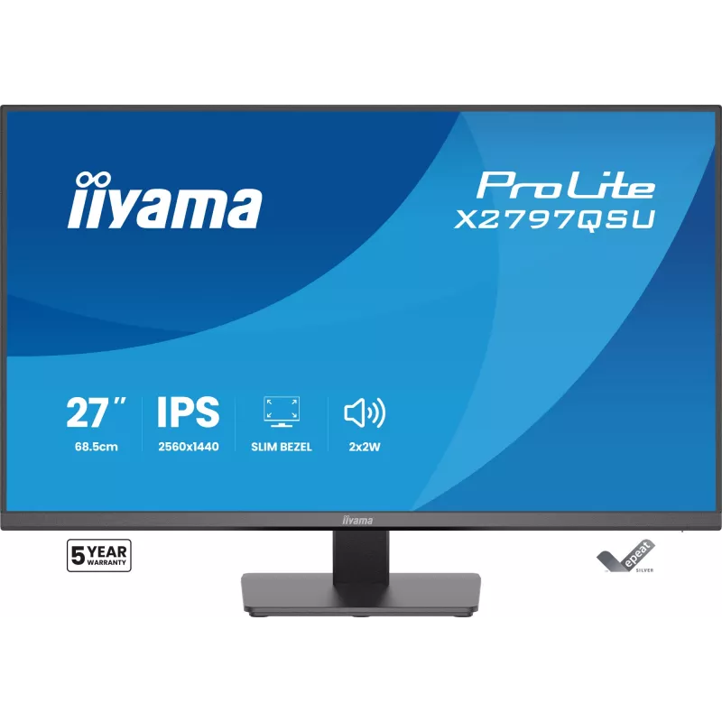 Computer monitor IIYAMA ProLite X2797QSU-B1 27 inch (68.6 cm) 2560×1440 IPS LED Matt, 1 ms, USB 3.2 hub, speakers, VESA