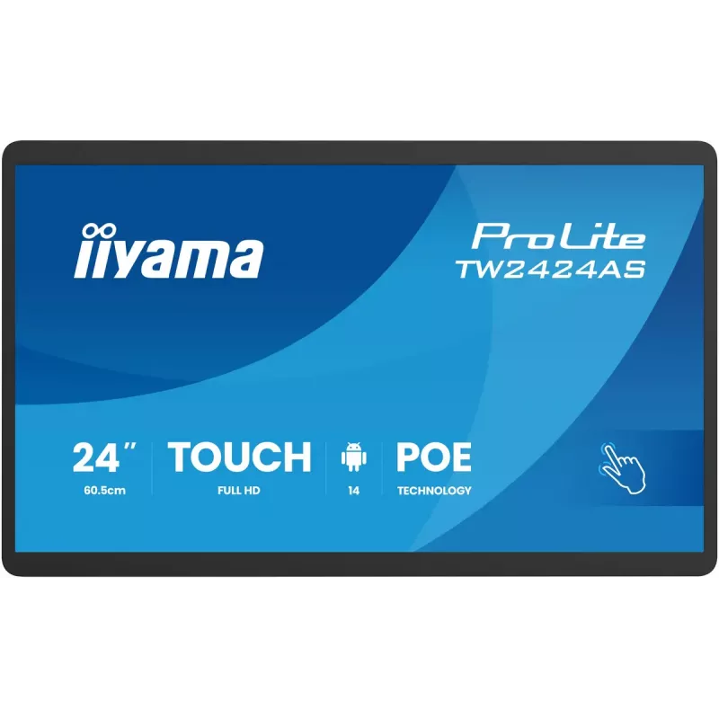 IIYAMA ProLite TW2424AS-B3P 23.8 inch Full HD IPS 10-Point Touchscreen Android Interactive Flat Panel with Wi-Fi, Bluetooth, 4GB RAM, 32GB Storage, 450 cd/m², 24/7 Operation
