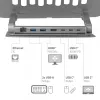 CLUB3D Adjustable Aluminium Laptop Stand with USB-C® Hub, Grey, 260 mm, 224 mm, 56 mm, 1.76 kg, 315 mm