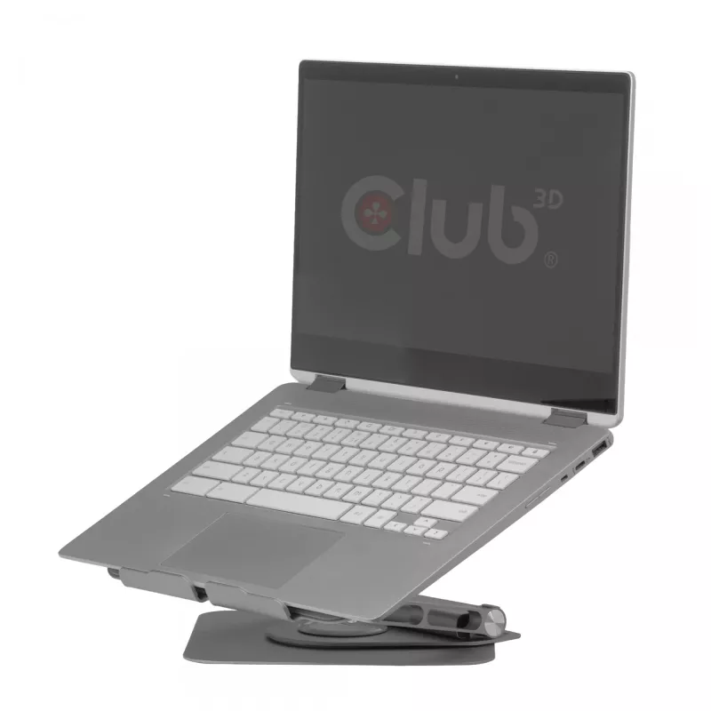 CLUB3D Adjustable Aluminium Laptop Stand with USB-C® Hub, Grey, 260 mm, 224 mm, 56 mm, 1.76 kg, 315 mm