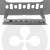 CLUB3D Adjustable Aluminium Laptop Stand with USB-C® Hub, Grey, 260 mm, 224 mm, 56 mm, 1.76 kg, 315 mm