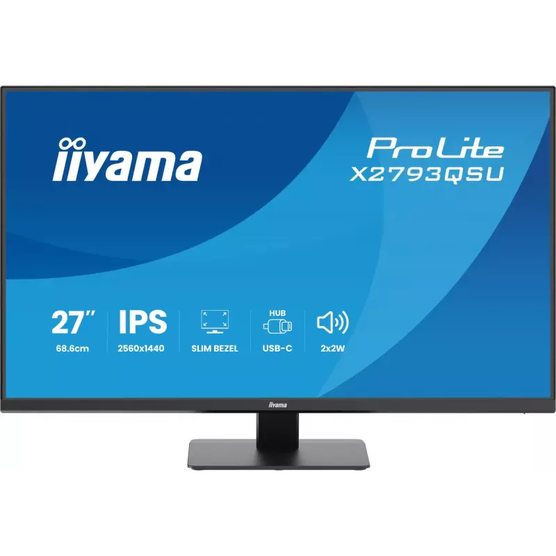 27 inch IIYAMA ProLite X2793QSU-B1 Quad HD 2560x1440 IPS LED monitor, 1 ms, USB hub, speakers, VESA