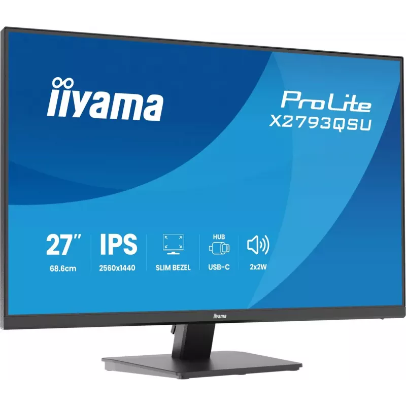 27 inch IIYAMA ProLite X2793QSU-B1 Quad HD 2560x1440 IPS LED monitor, 1 ms, USB hub, speakers, VESA