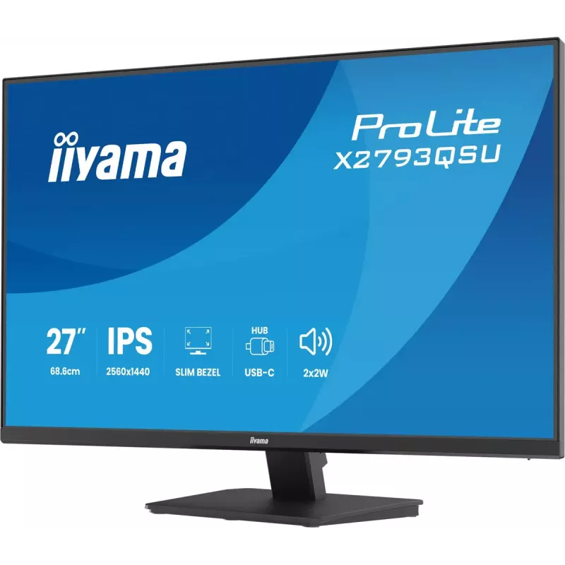 27 inch IIYAMA ProLite X2793QSU-B1 Quad HD 2560x1440 IPS LED monitor, 1 ms, USB hub, speakers, VESA