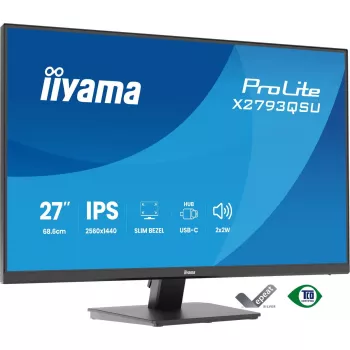 27 inch IIYAMA ProLite X2793QSU-B1 Quad HD 2560x1440 IPS LED monitor, 1 ms, USB hub, speakers, VESA