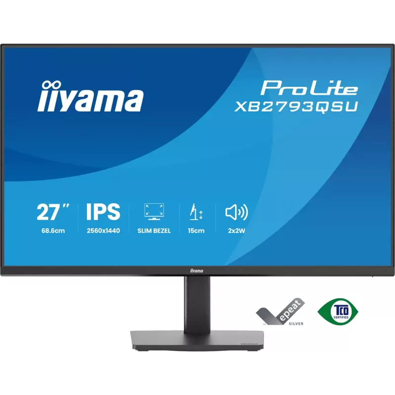 Monitor IIYAMA ProLite XB2793QSU-B1 27 inch (68.6 cm) IPS LED Quad HD 2560x1440, matte, USB hub, speakers, VESA, height adjustable, black