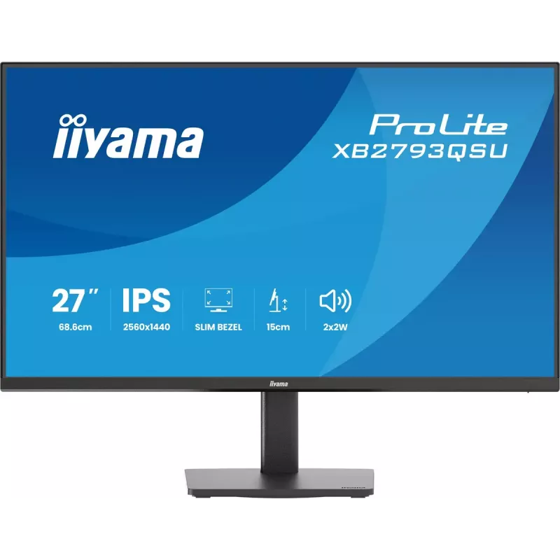 Monitor IIYAMA ProLite XB2793QSU-B1 27 inch (68.6 cm) IPS LED Quad HD 2560x1440, matte, USB hub, speakers, VESA, height adjustable, black